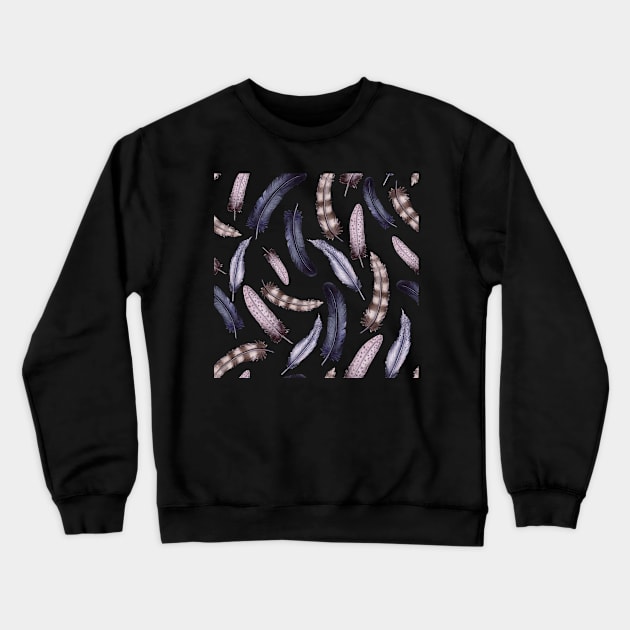 Seamless Pattern of Watercolor Feathers Crewneck Sweatshirt by Cordata